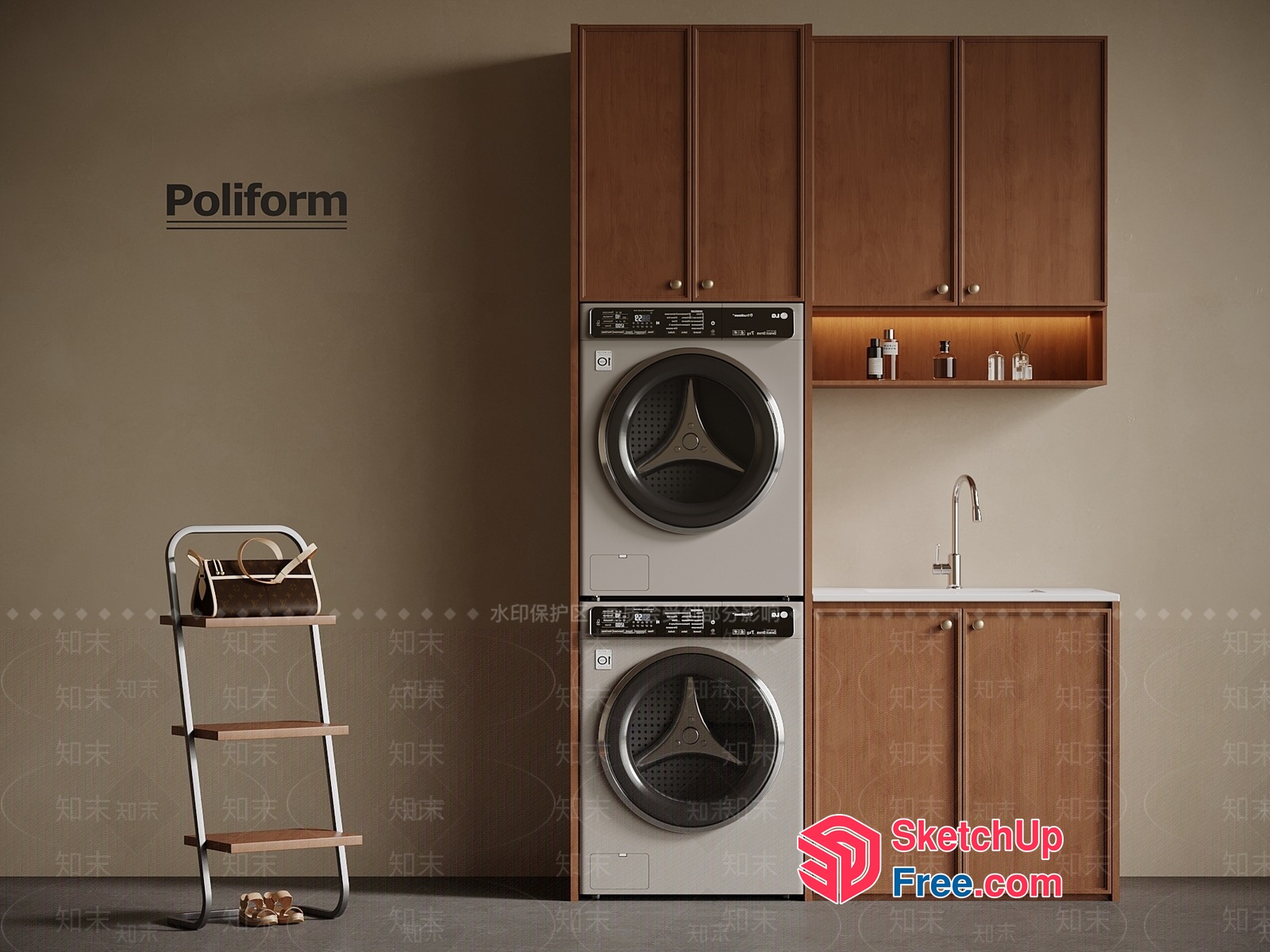 Modern Laundry Room With Poliform Furniture 3D SketchUp File