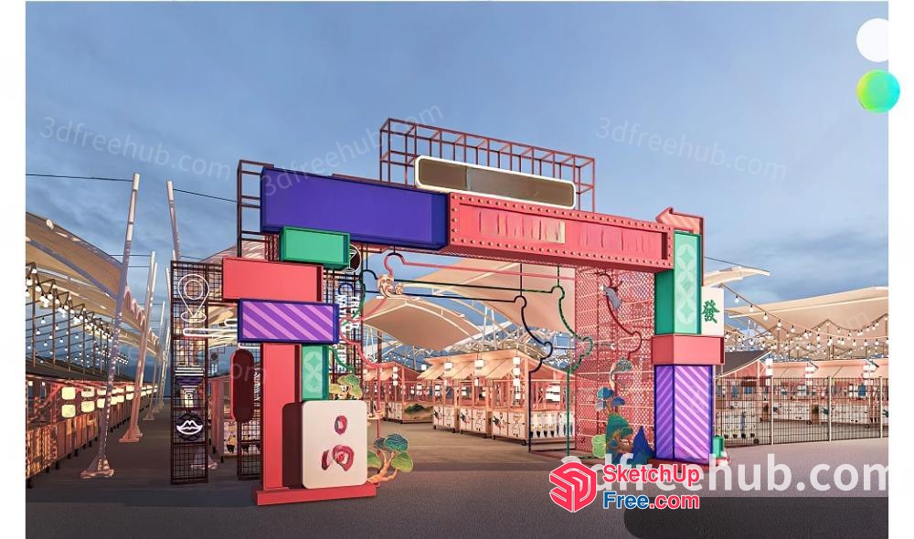 Colorful Modern Entrance Archway 3D SketchUp File