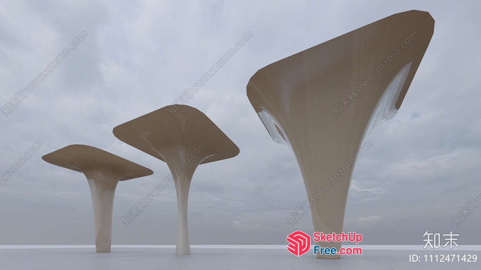Futuristic Mushroom-Shaped Sculptures 3D SketchUp File