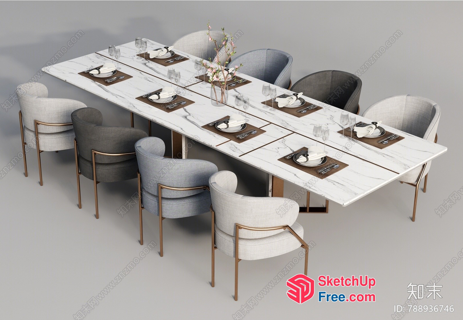 Modern Dining Table And Chairs Set 3D SketchUp File