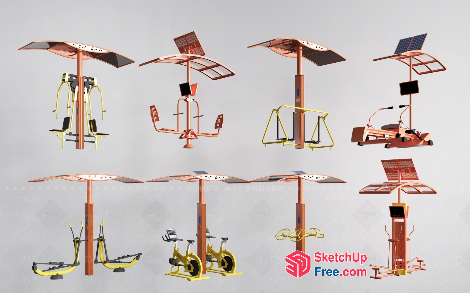 Outdoor Fitness Equipment Collection 3D SketchUp File