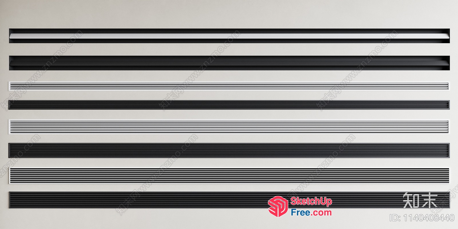 Horizontal Black And White Striped Pattern 3D SketchUp File