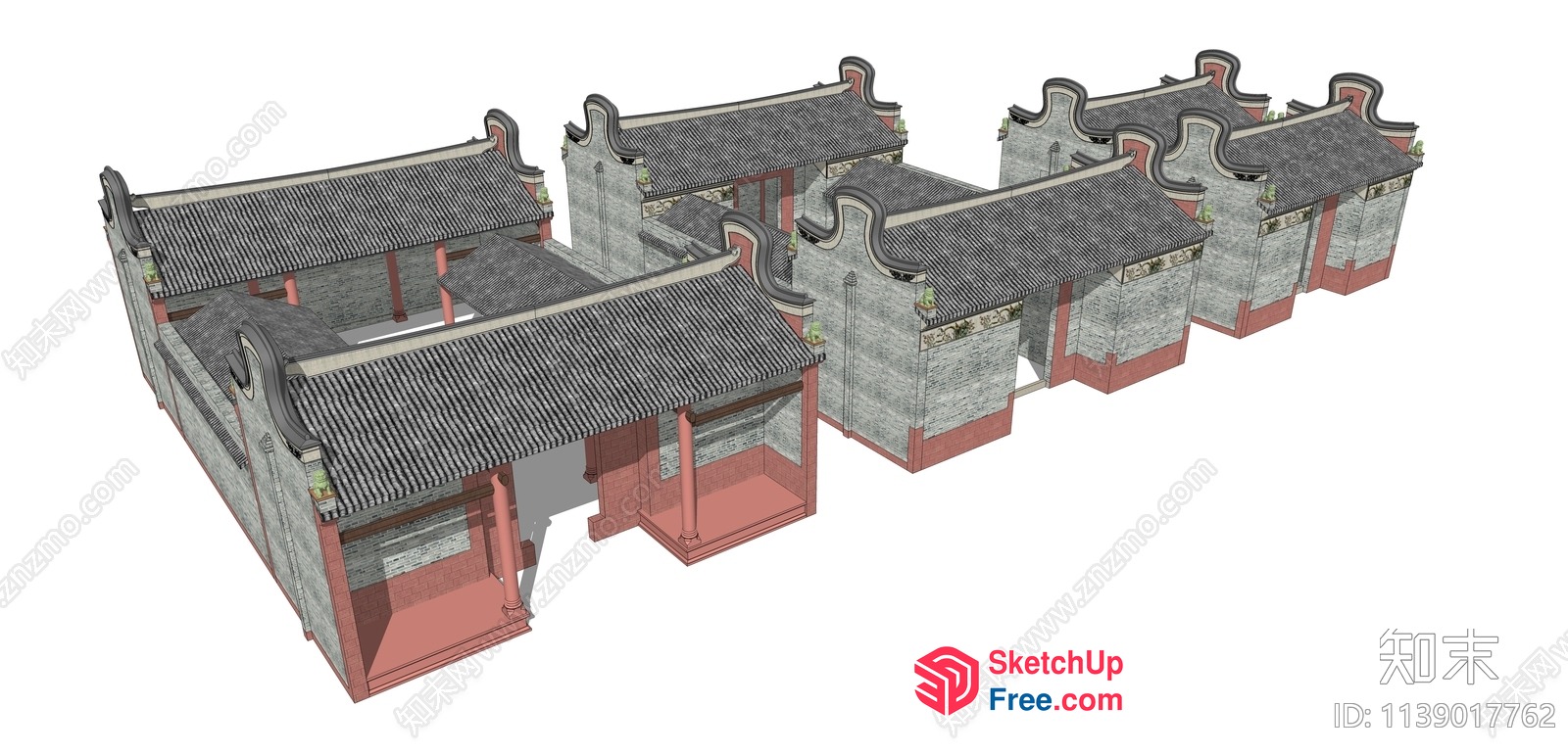 Traditional Chinese Building With Ornate Roof And Columns 3D SketchUp File