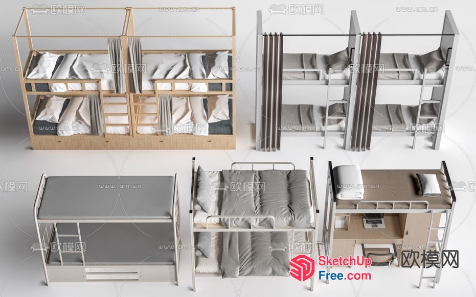Modern Minimalist Dormitory Furniture 3D SketchUp File