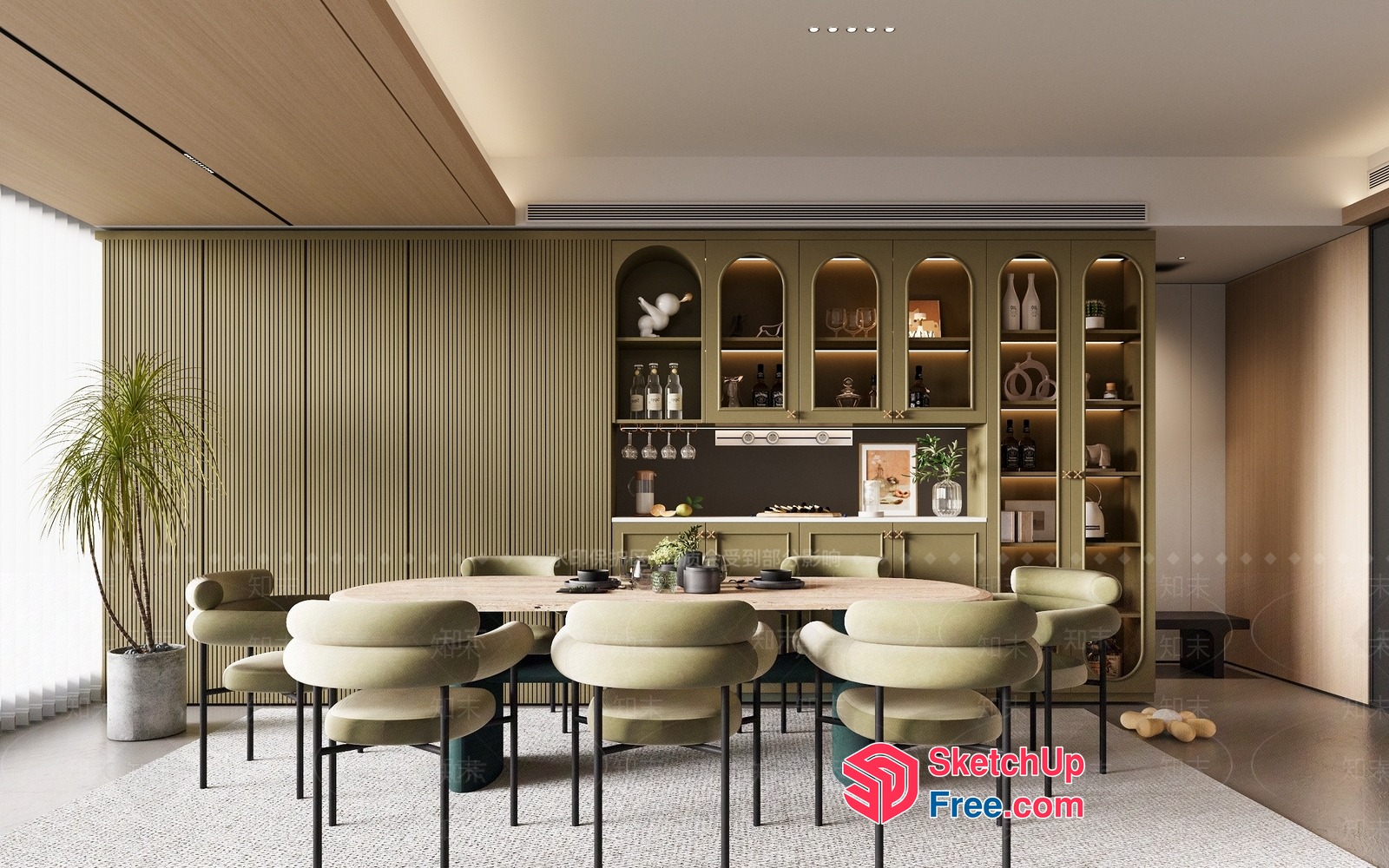 Elegant Modern Dining Room With Sleek Chairs And Table 3D SketchUp File