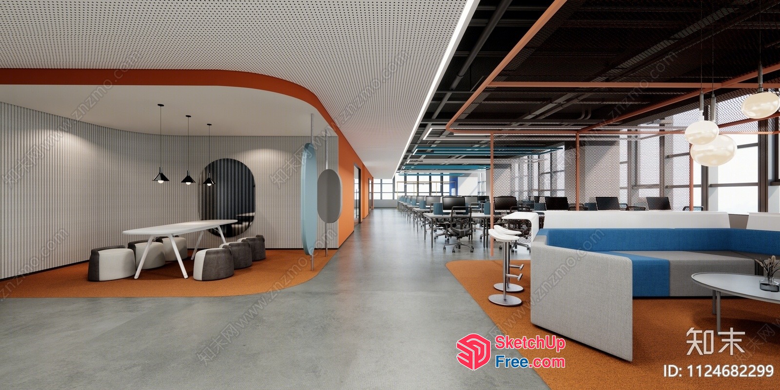Modern Office Interior With Sleek Furniture And Natural Light 3D SketchUp File