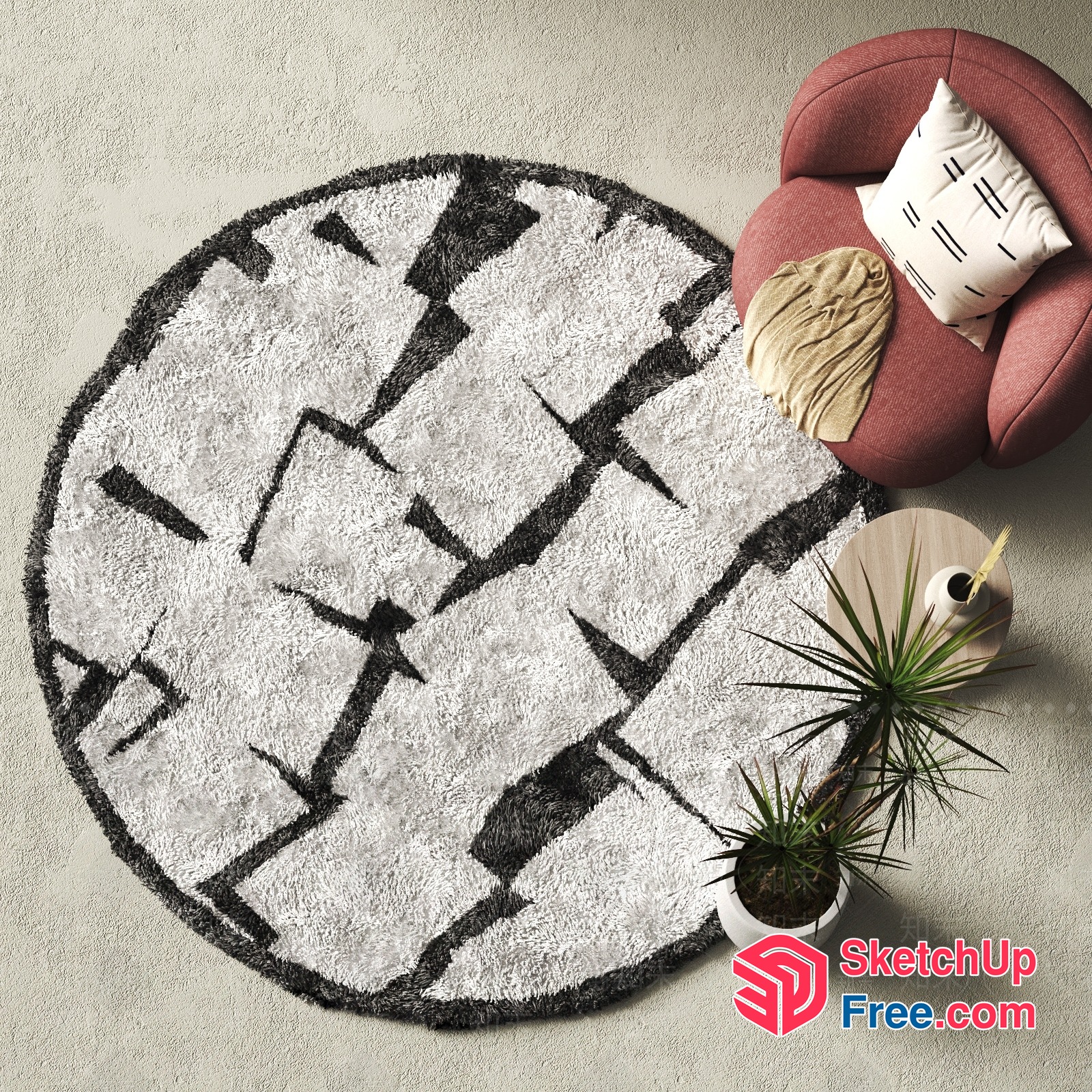 Modern Geometric Patterned Rug 3D SketchUp File