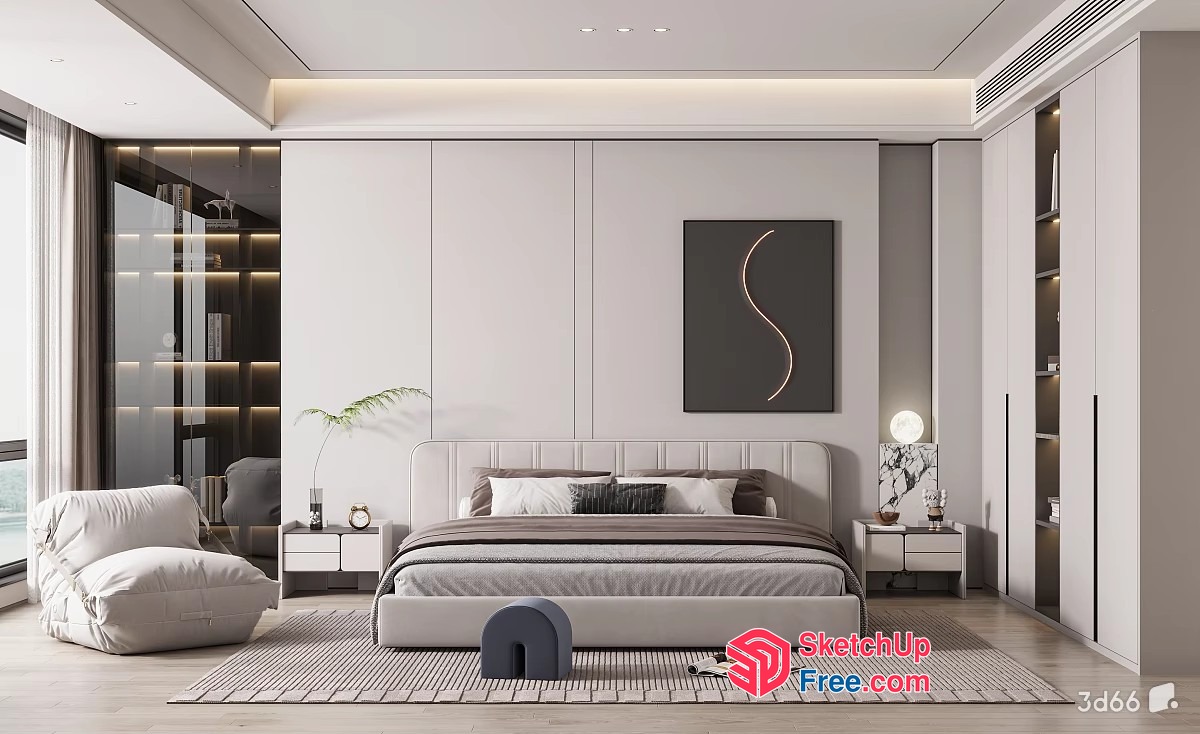 Minimalist Modern Bedroom Interior 3D SketchUp File
