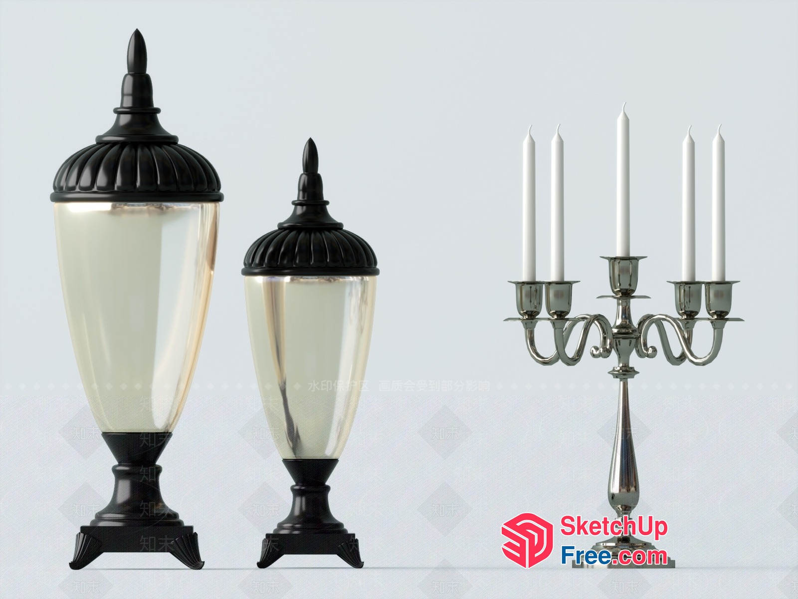 Classic Black And Silver Decorative Lamps 3D SketchUp File