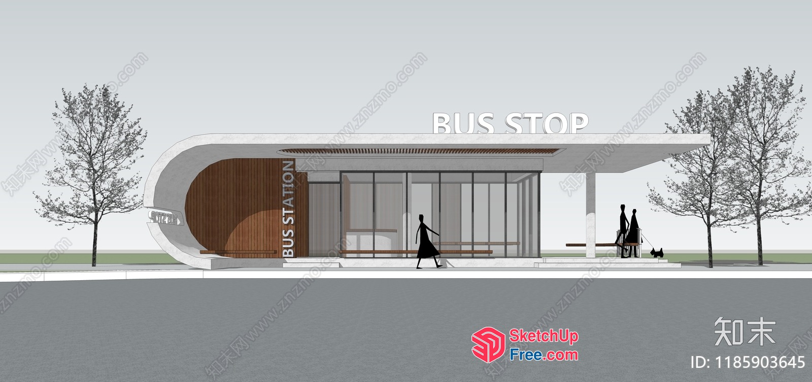 Modern Bus Stop With Sleek Architecture 3D SketchUp File