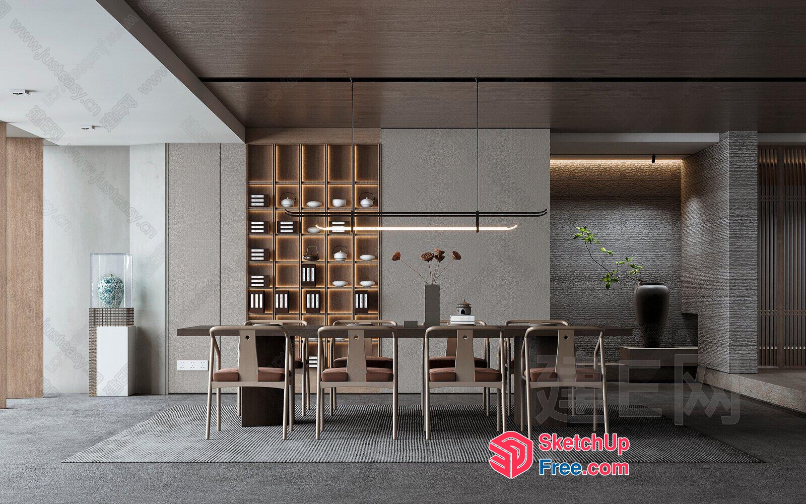 Elegant Modern Minimalist Dining Room 3D SketchUp File