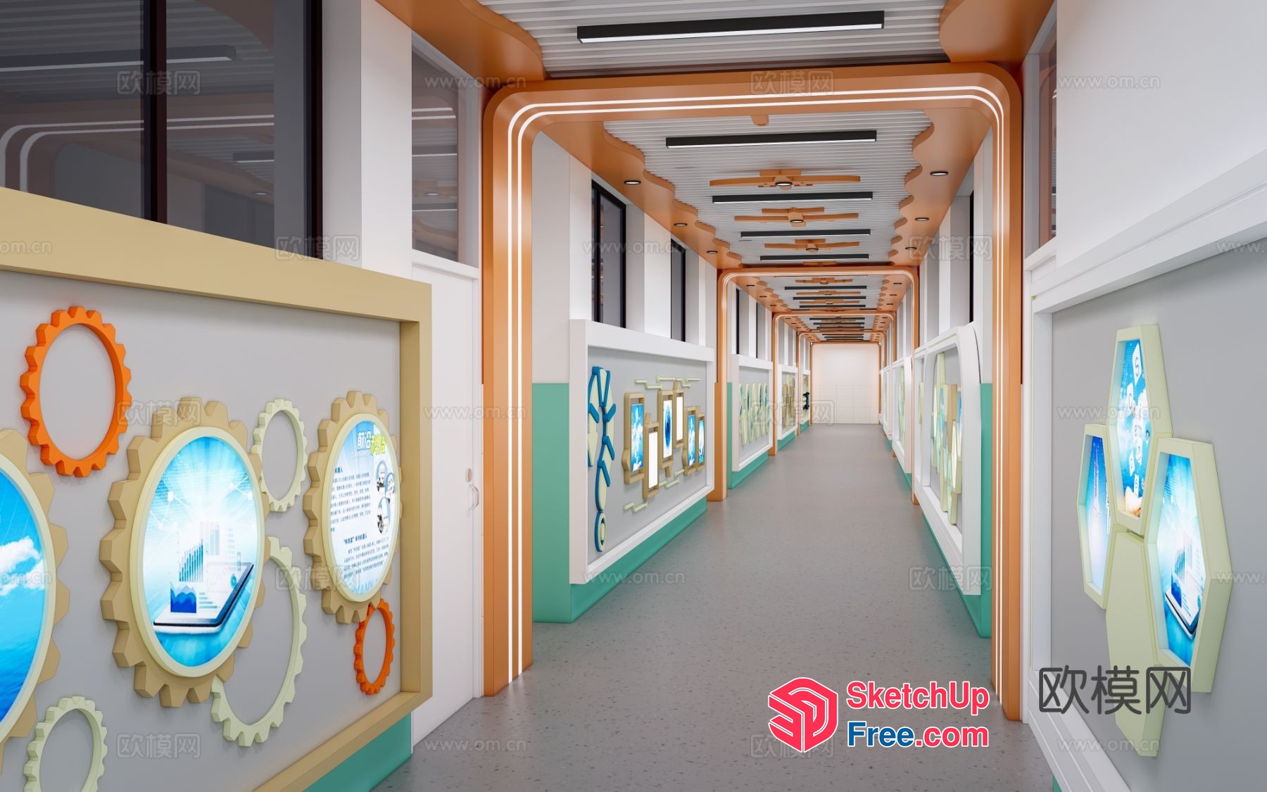 Modern Office Building Interior With Unique Decorative Elements 3D SketchUp File