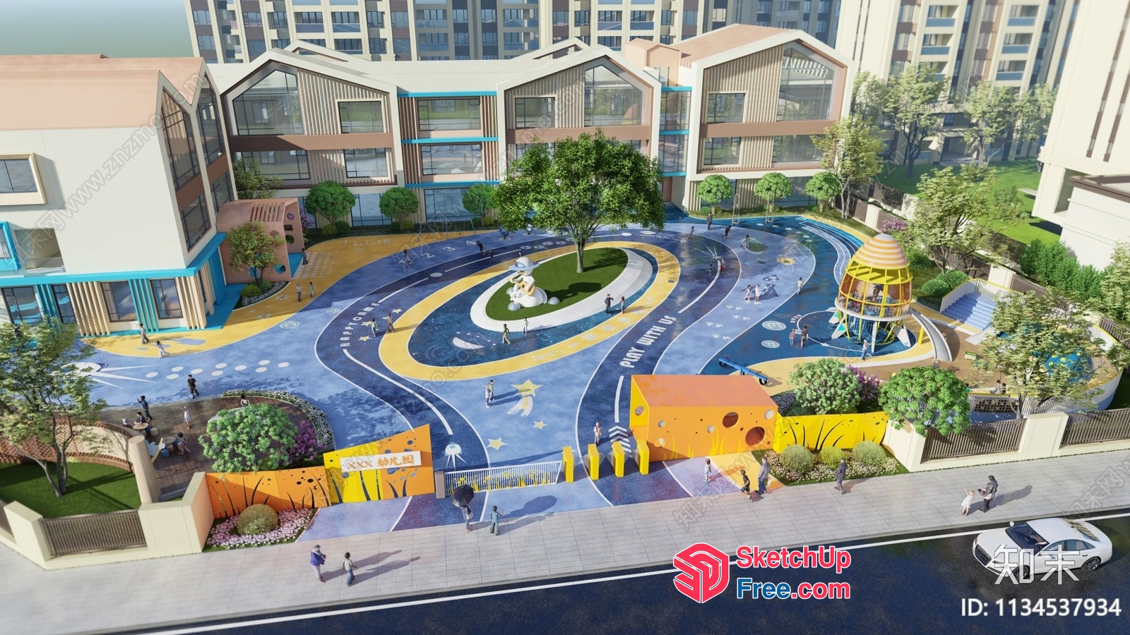 Colorful Playground With Unique Design And Play Areas 3D SketchUp File