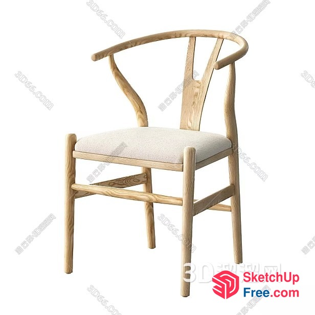 Simple Wooden Chair With Cushion 3D SketchUp File