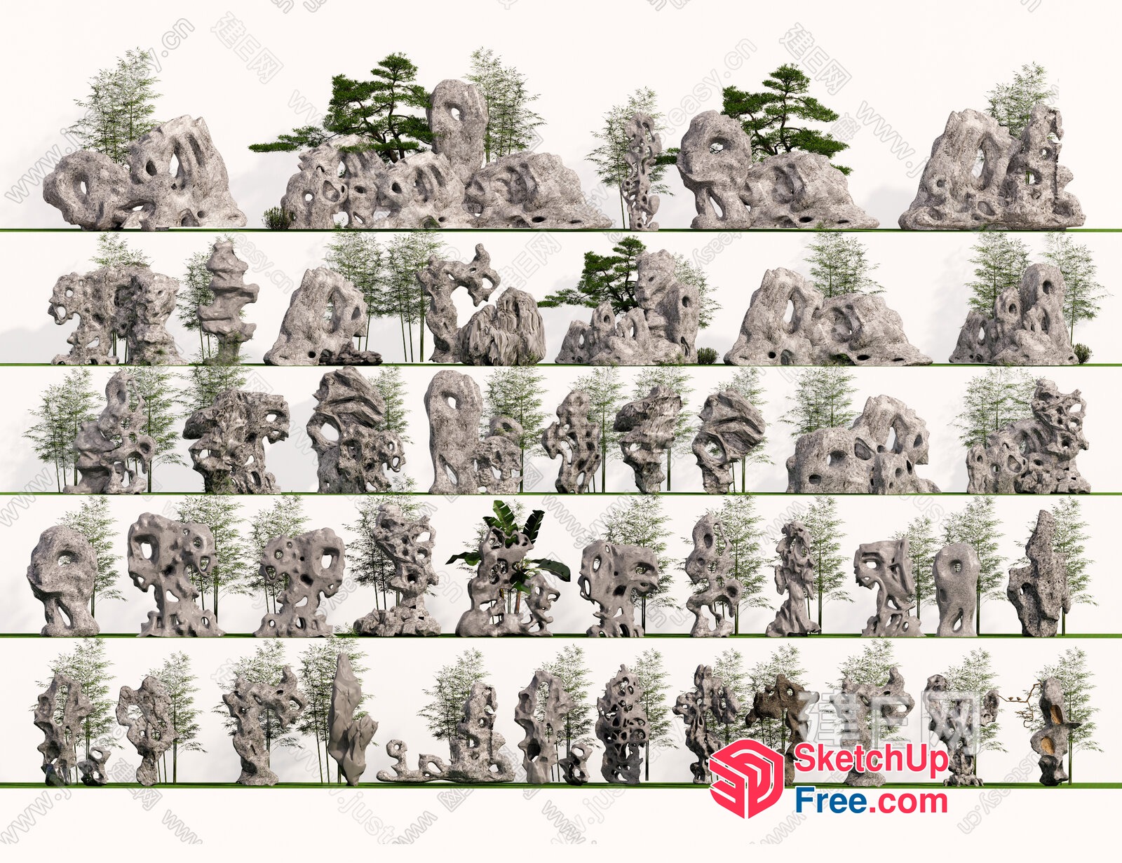 Rock Formations And Trees 3D SketchUp File