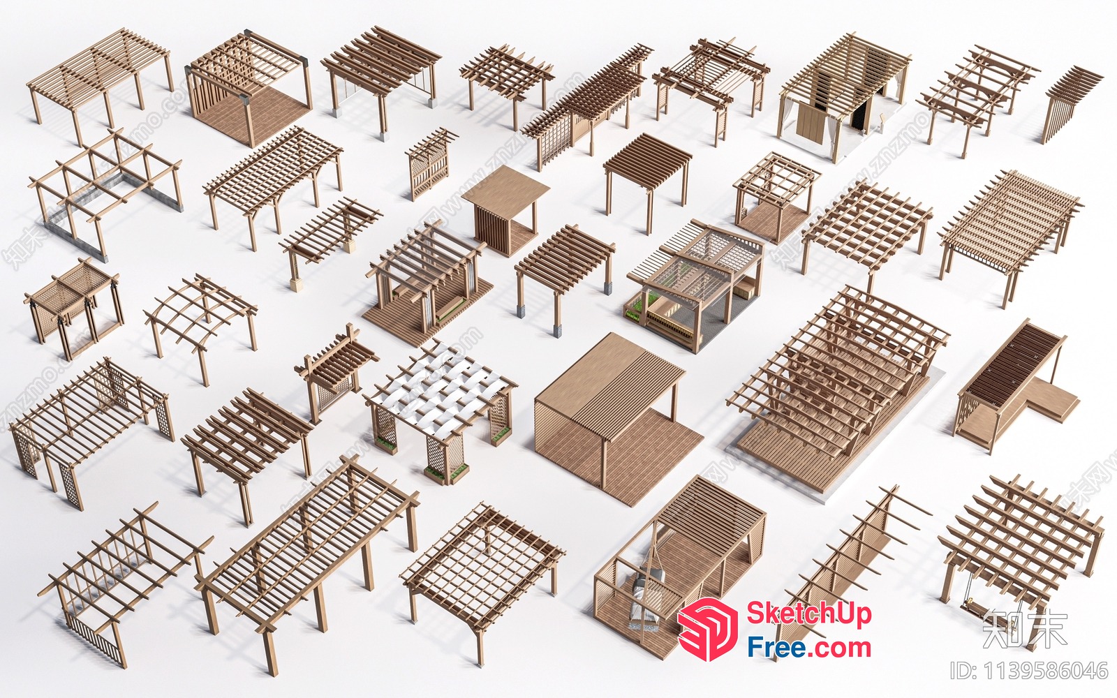 Outdoor Pergola Furniture Collection 3D SketchUp File