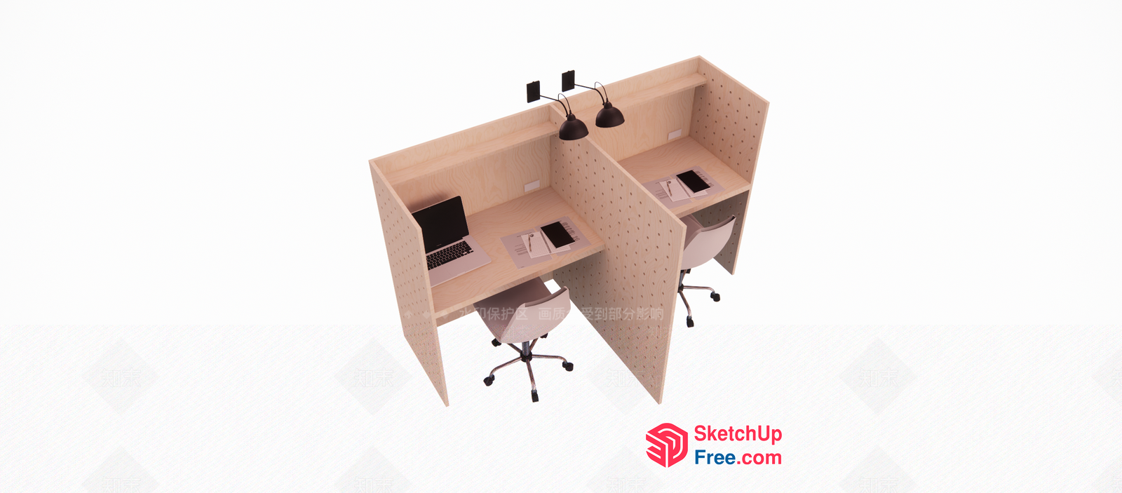 Modern Minimalist Office Desk Setup 3D SketchUp File