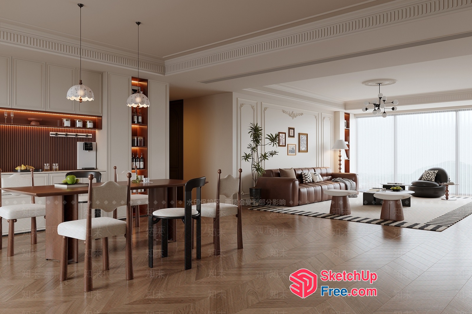 Elegant Living Space With Modern Furniture And Decor 3D SketchUp File