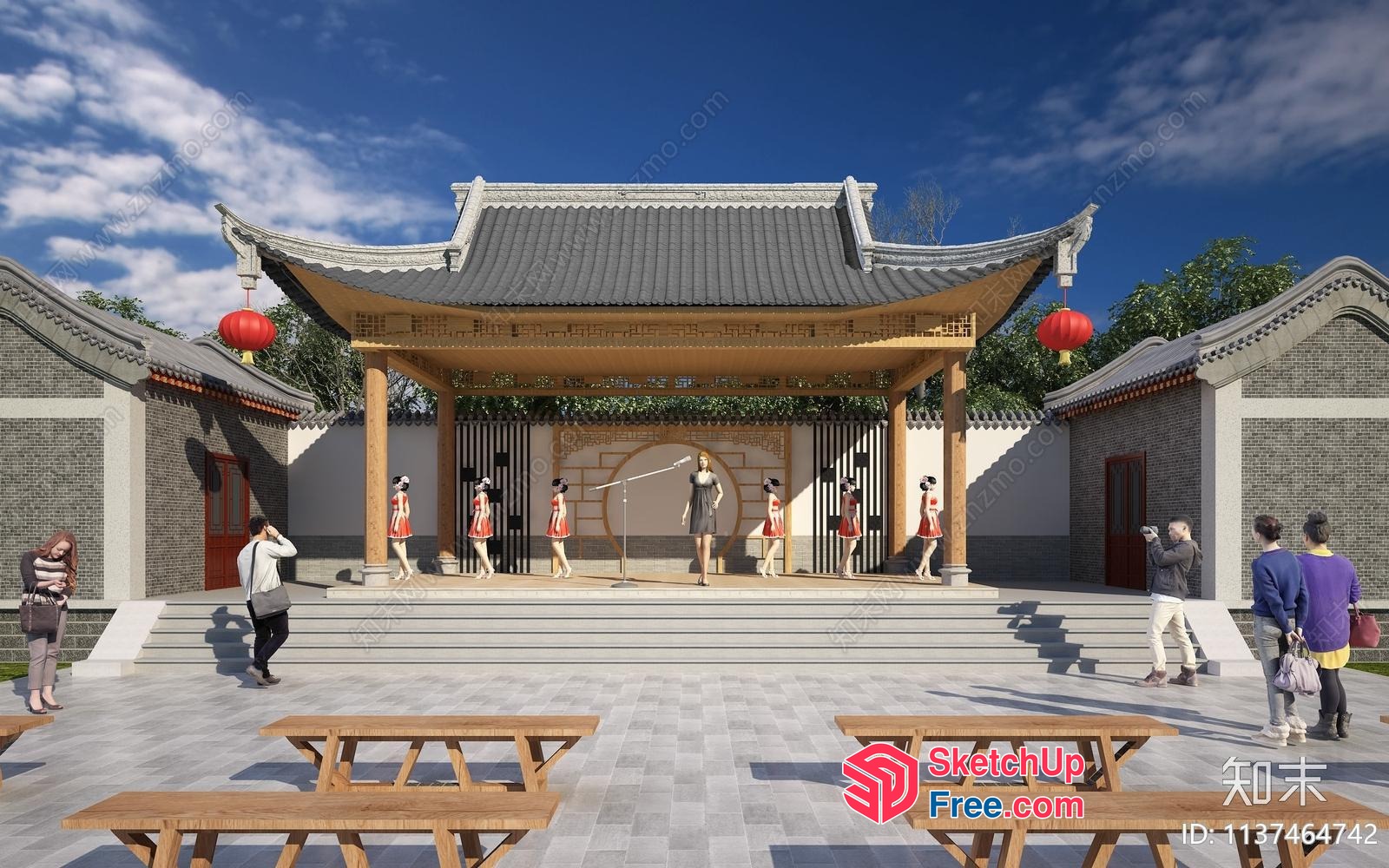 Asian Cultural Stage 3D SketchUp File