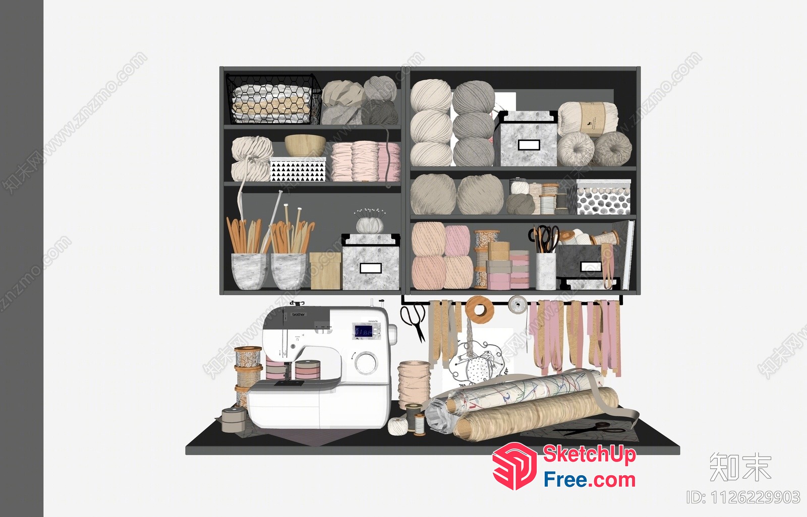 Sewing Room And Storage With Yarn And Fabric 3D SketchUp File