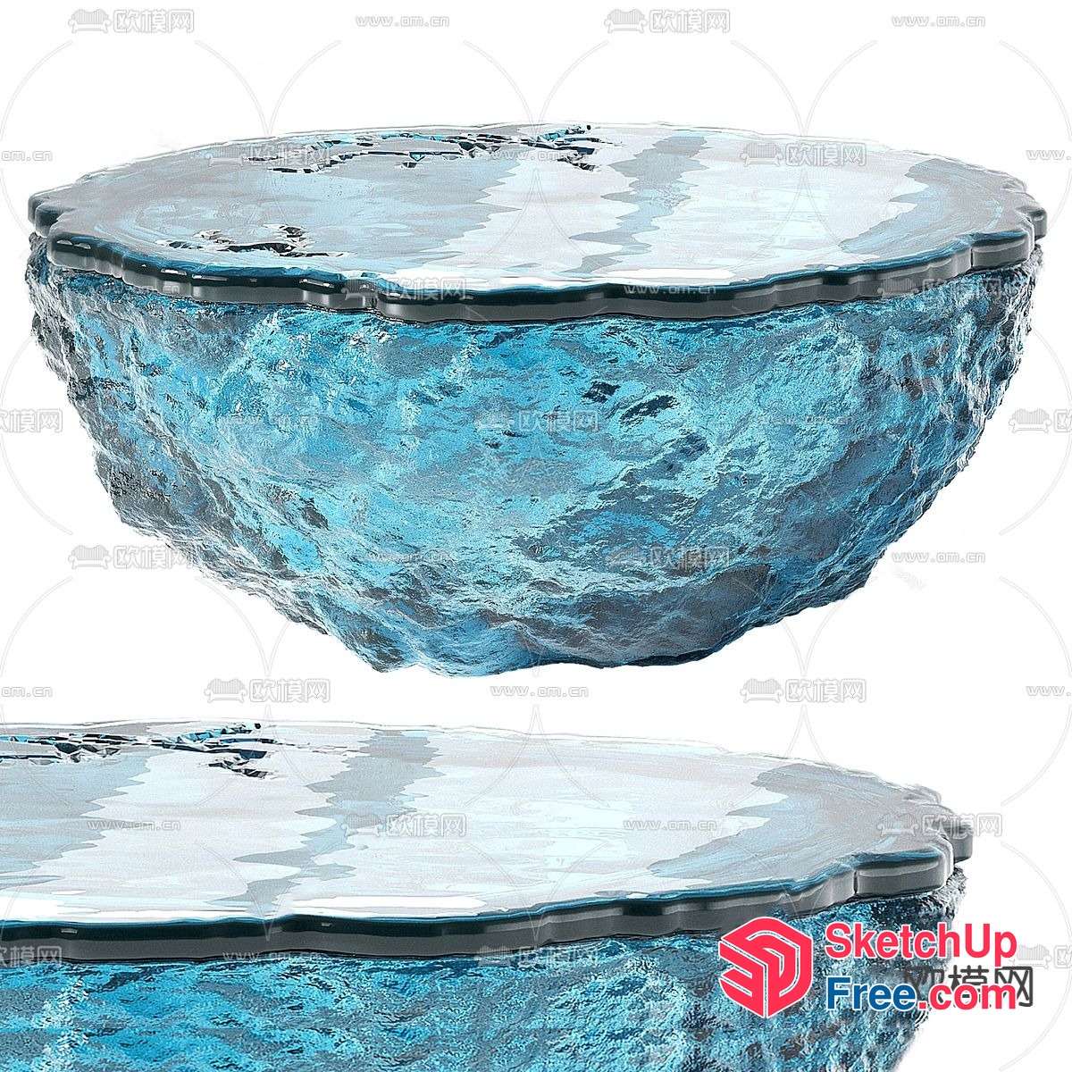 Blue Rock Formed Bowl 3D SketchUp File