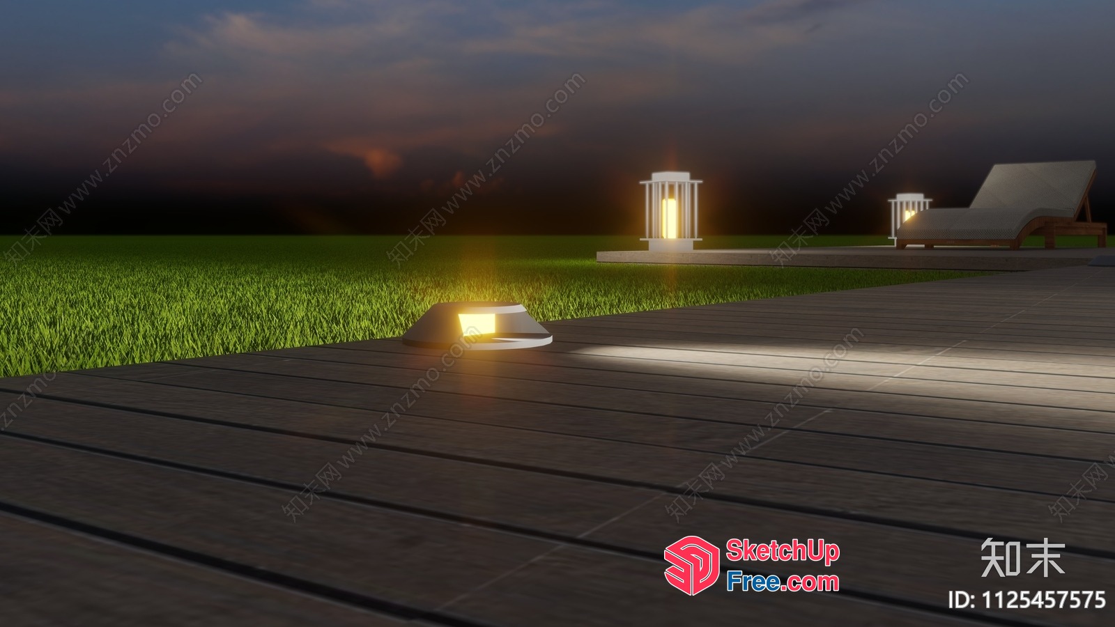 Outdoor Patio Decor With Railing And Table 3D SketchUp File