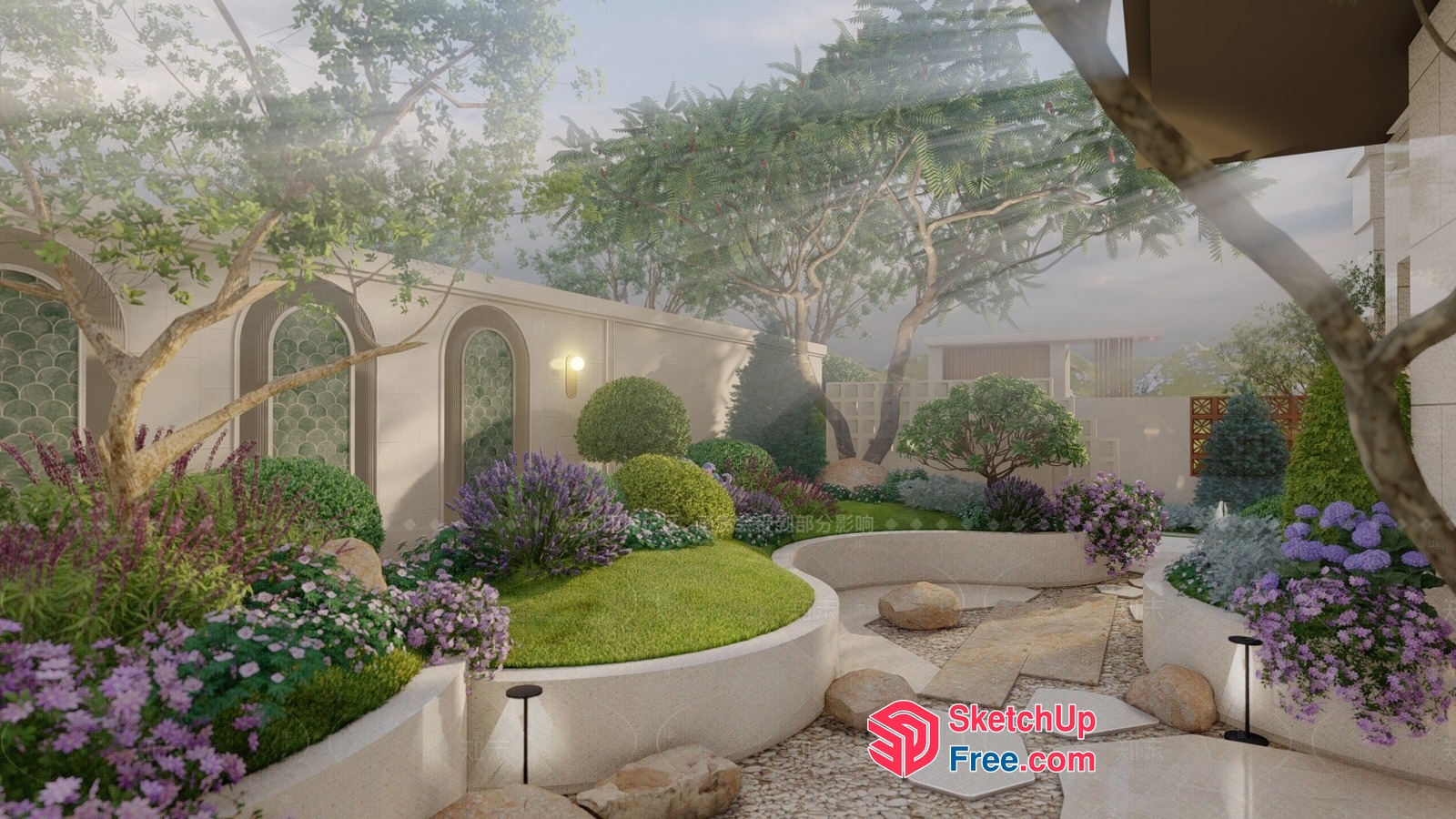 Elegant Japanese Garden With Natural Stone And Greenery 3D SketchUp File