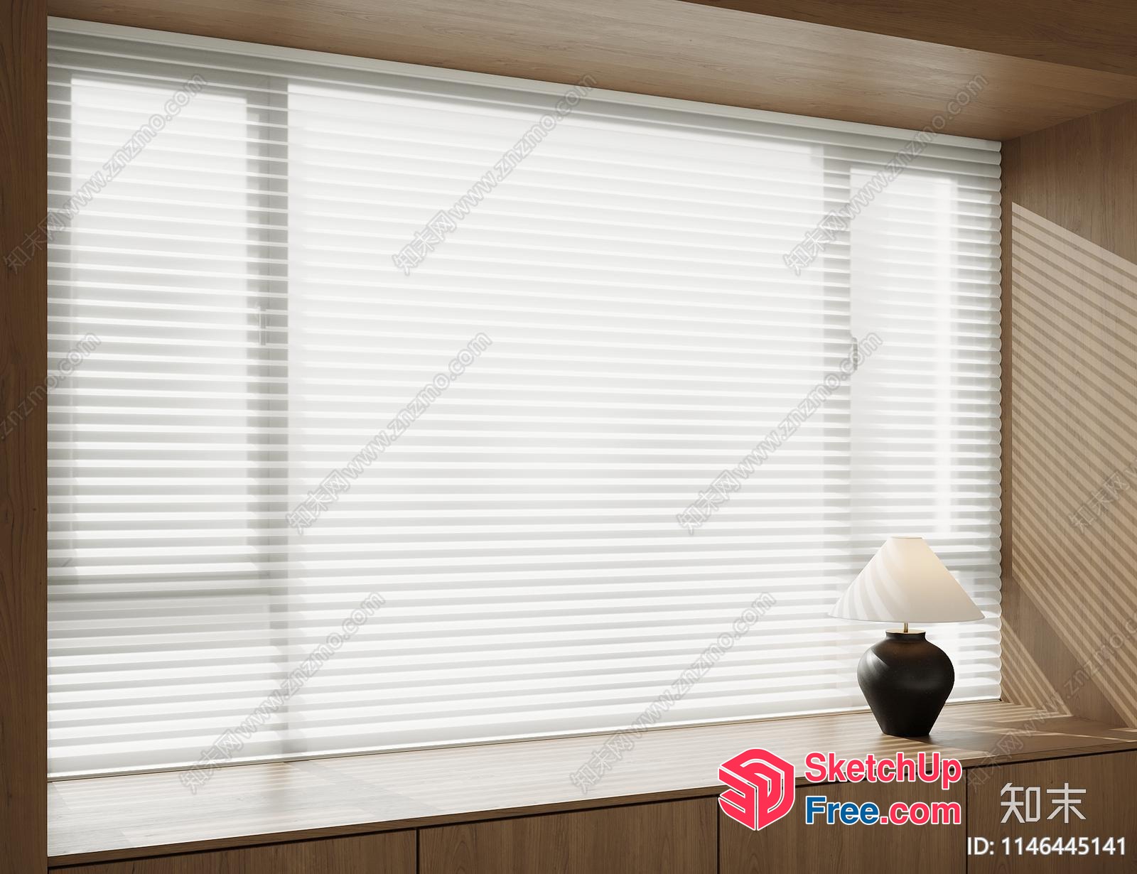 Simple Yet Elegant Window With Blinds And Lamp 3D SketchUp File
