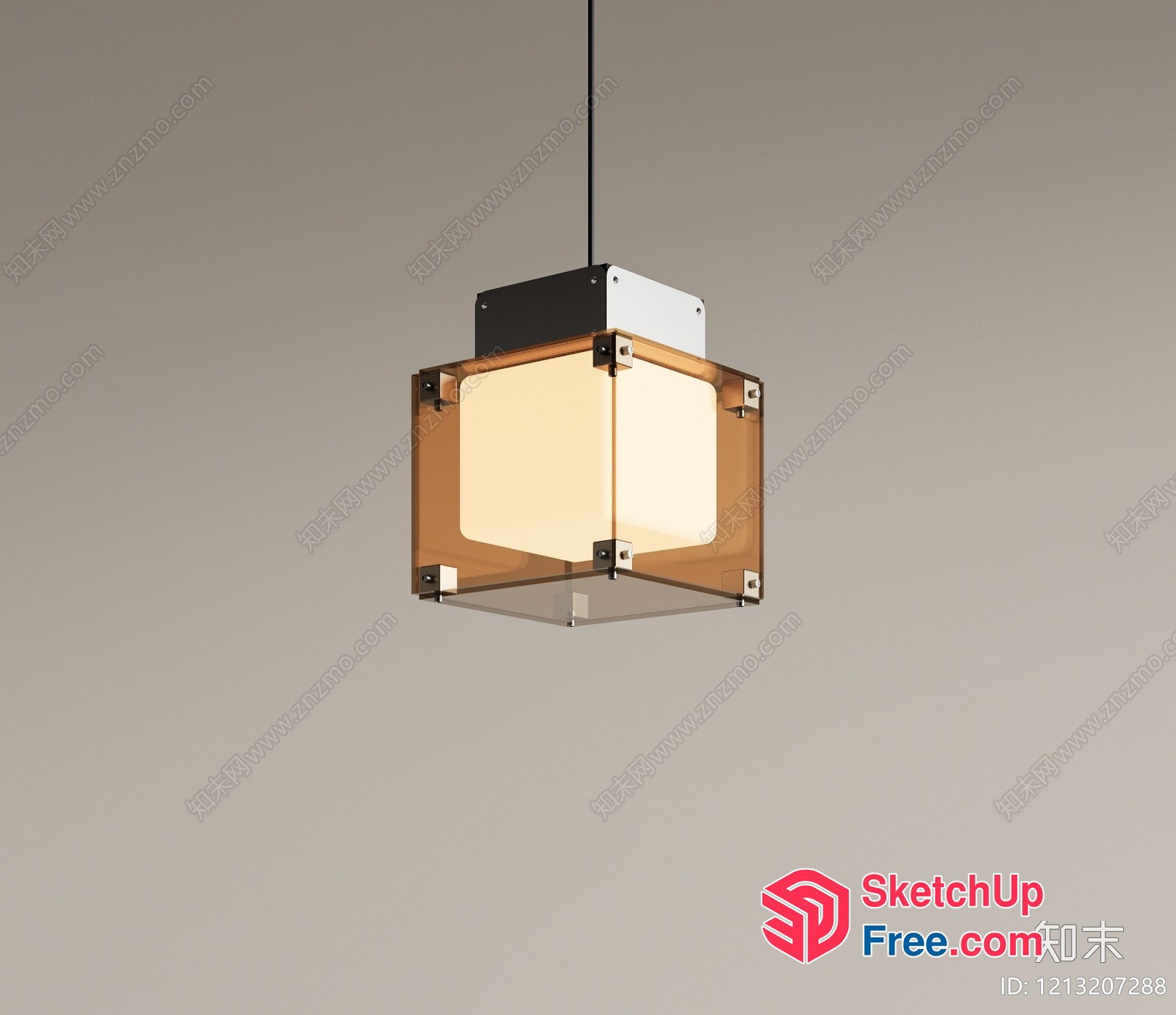 Glass Cube Pendant Light Fixture 3D SketchUp File