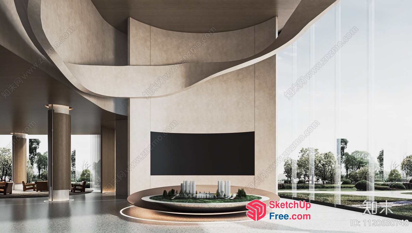 Modern Luxury Interior With Curved Architecture 3D SketchUp File