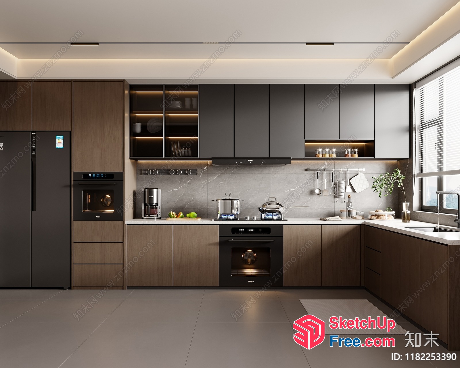 Modern Kitchen With Sleek Appliances And Marble Countertops 3D SketchUp File