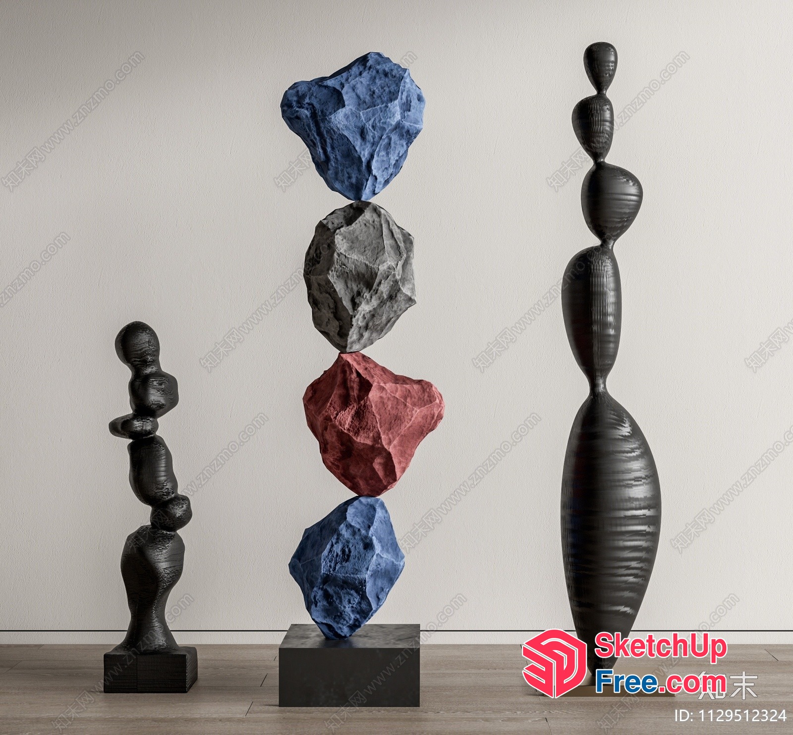 Abstract Sculptures Of Rocks And Pillars 3D SketchUp File