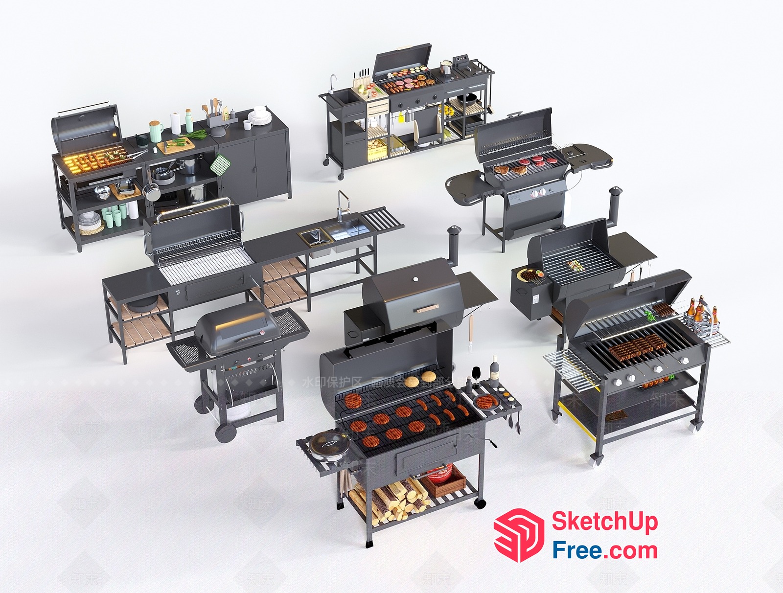 Outdoor Barbecue Grills Collection 3D SketchUp File