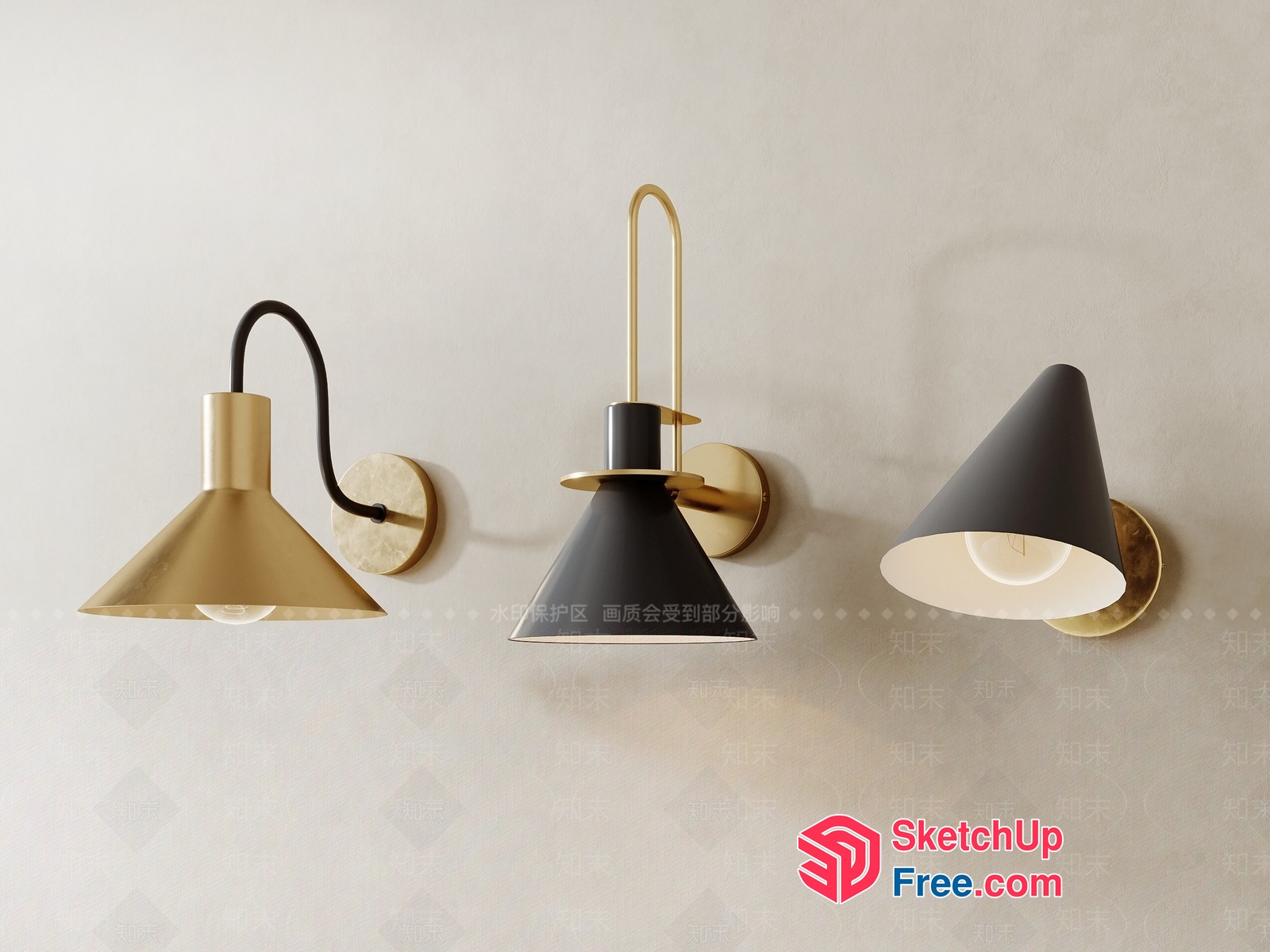 Modern Minimalist Wall Lights Collection 3D SketchUp File