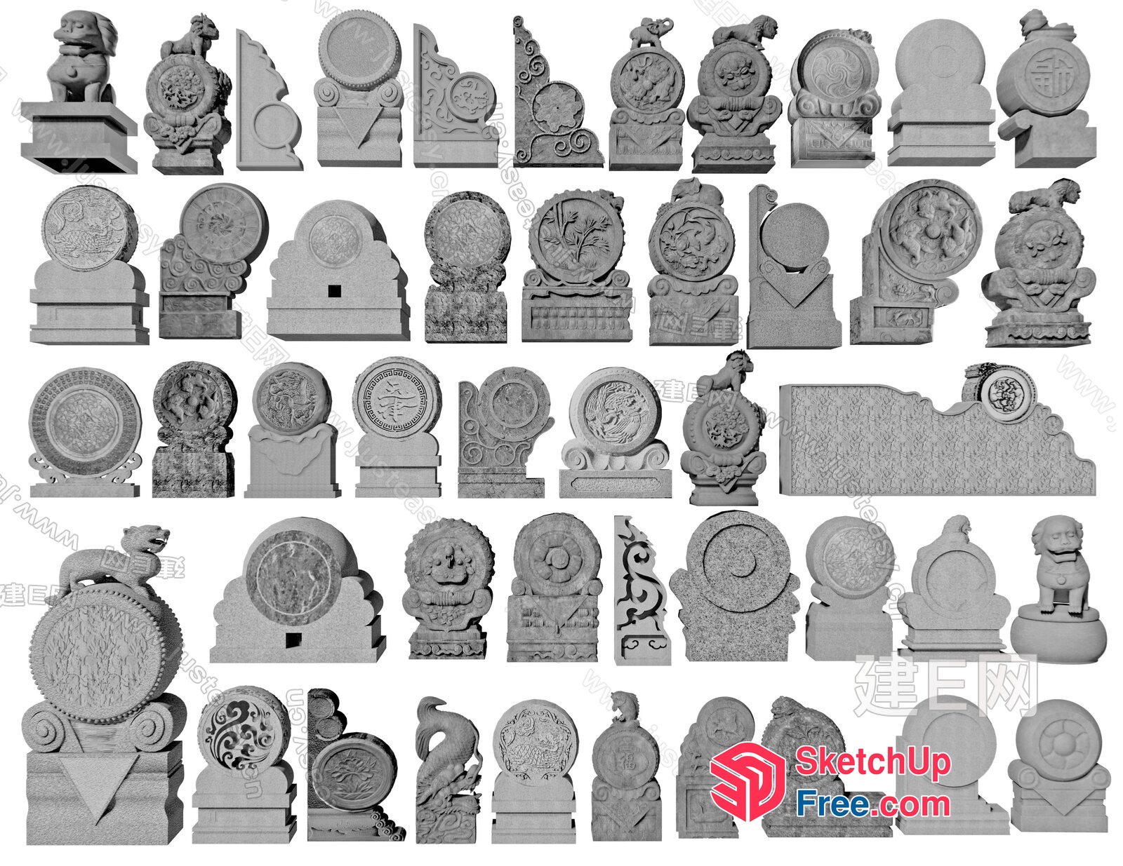 Ancient Asian Stone Carvings 3D SketchUp File
