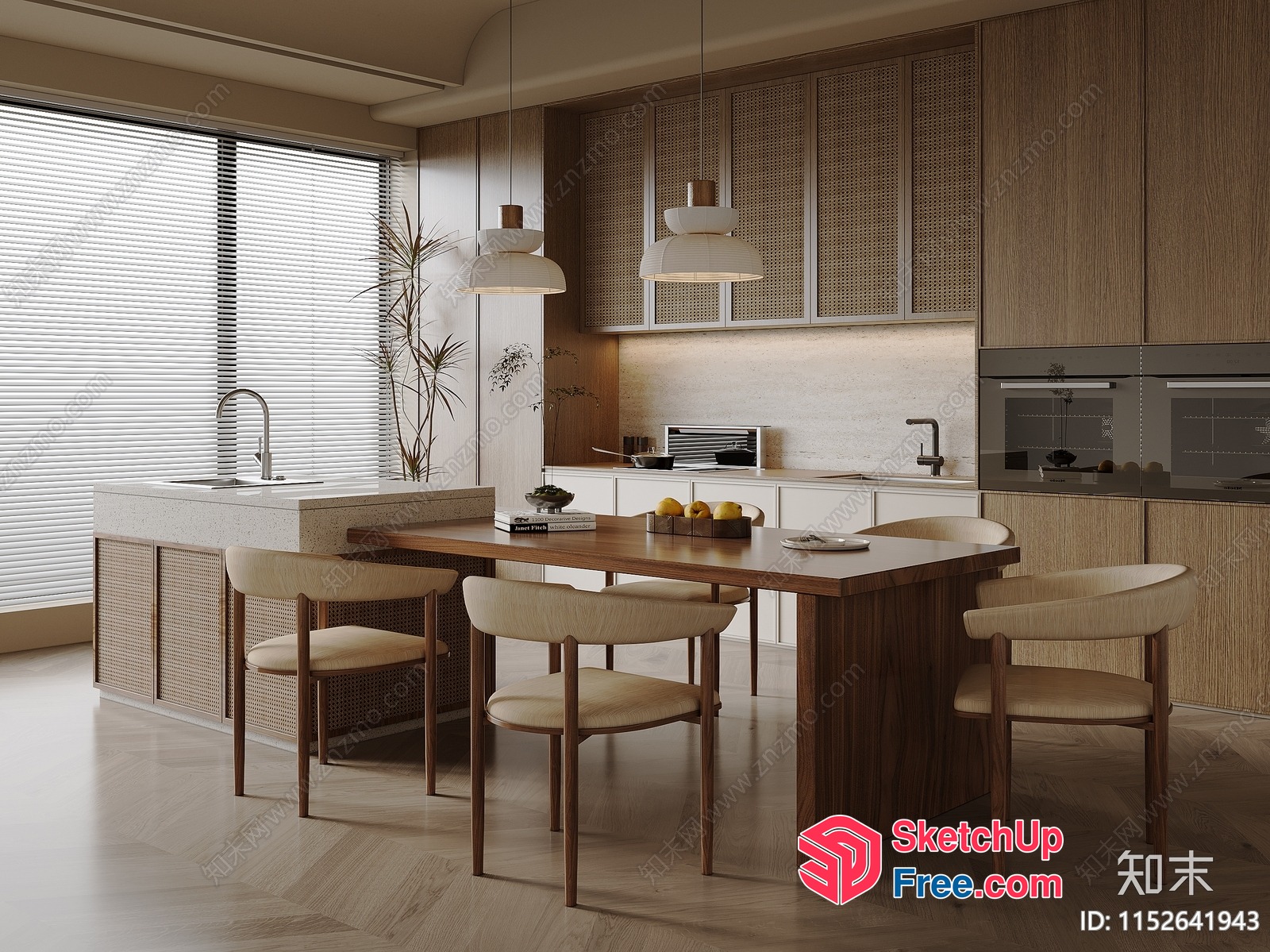 Modern Kitchen With Wood Accents And Sleek Appliances 3D SketchUp File