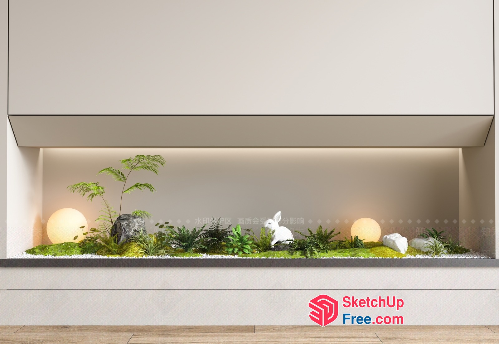 Serene Japanese-Inspired Landscape Display 3D SketchUp File