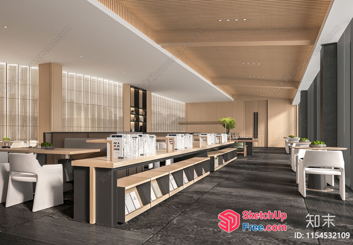 Modern Minimalist Office Space With Natural Wood Accents 3D SketchUp File