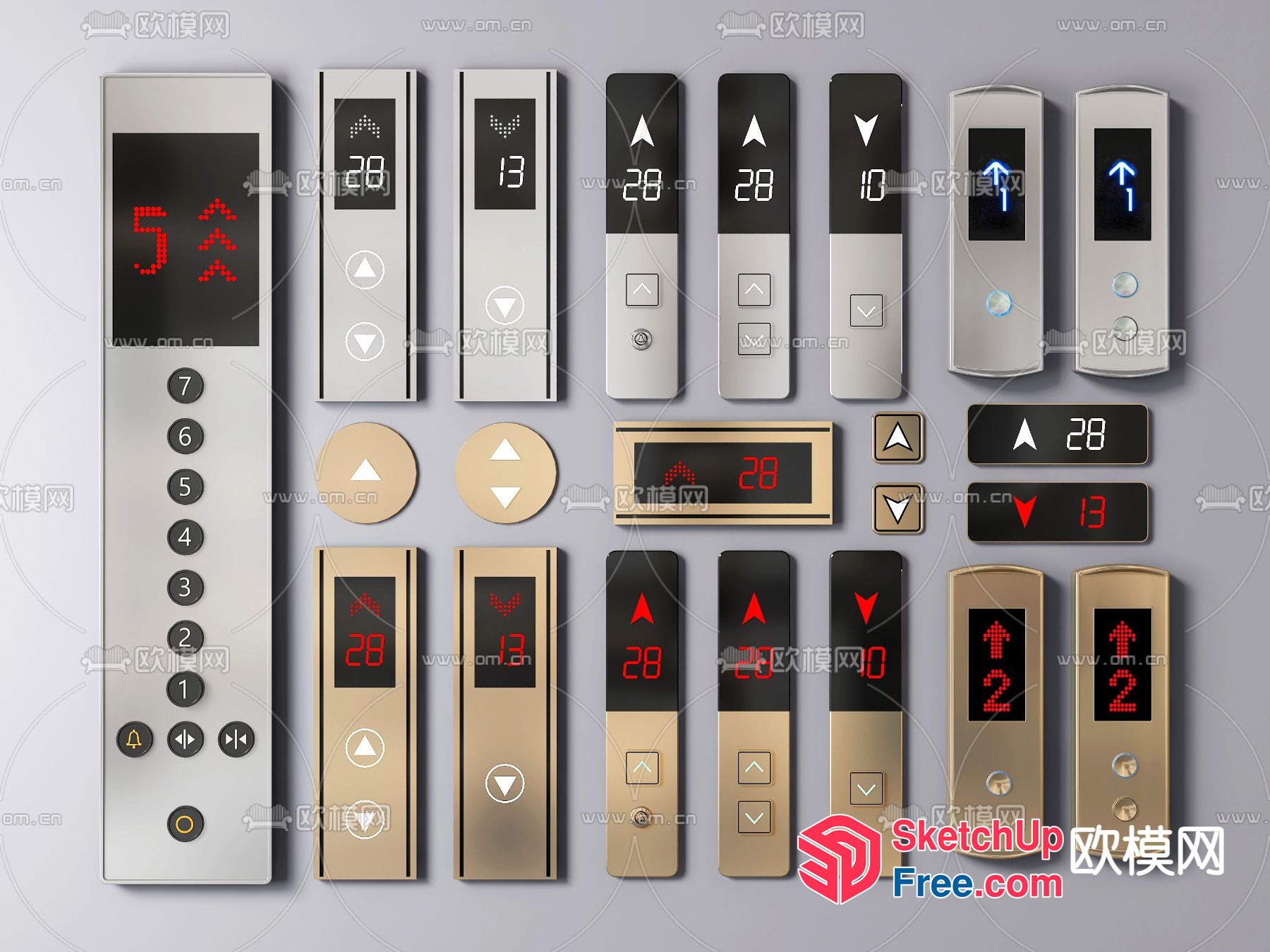 Elevator Buttons And Displays 3D SketchUp File