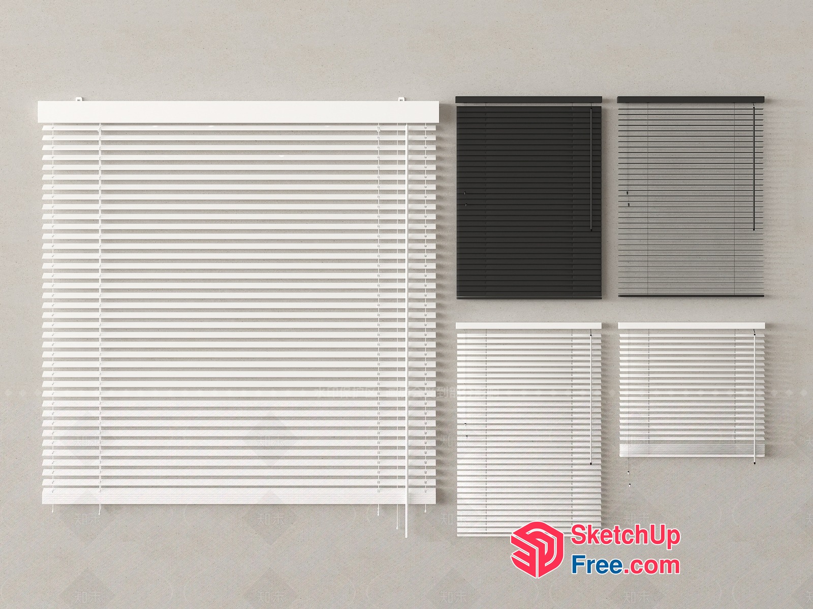 White Wooden Blinds In Various Sizes 3D SketchUp File