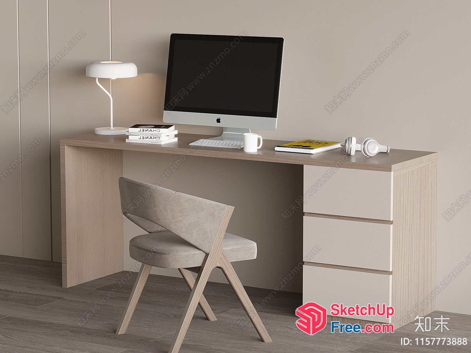 Minimalist Office Furniture Arrangement 3D SketchUp File