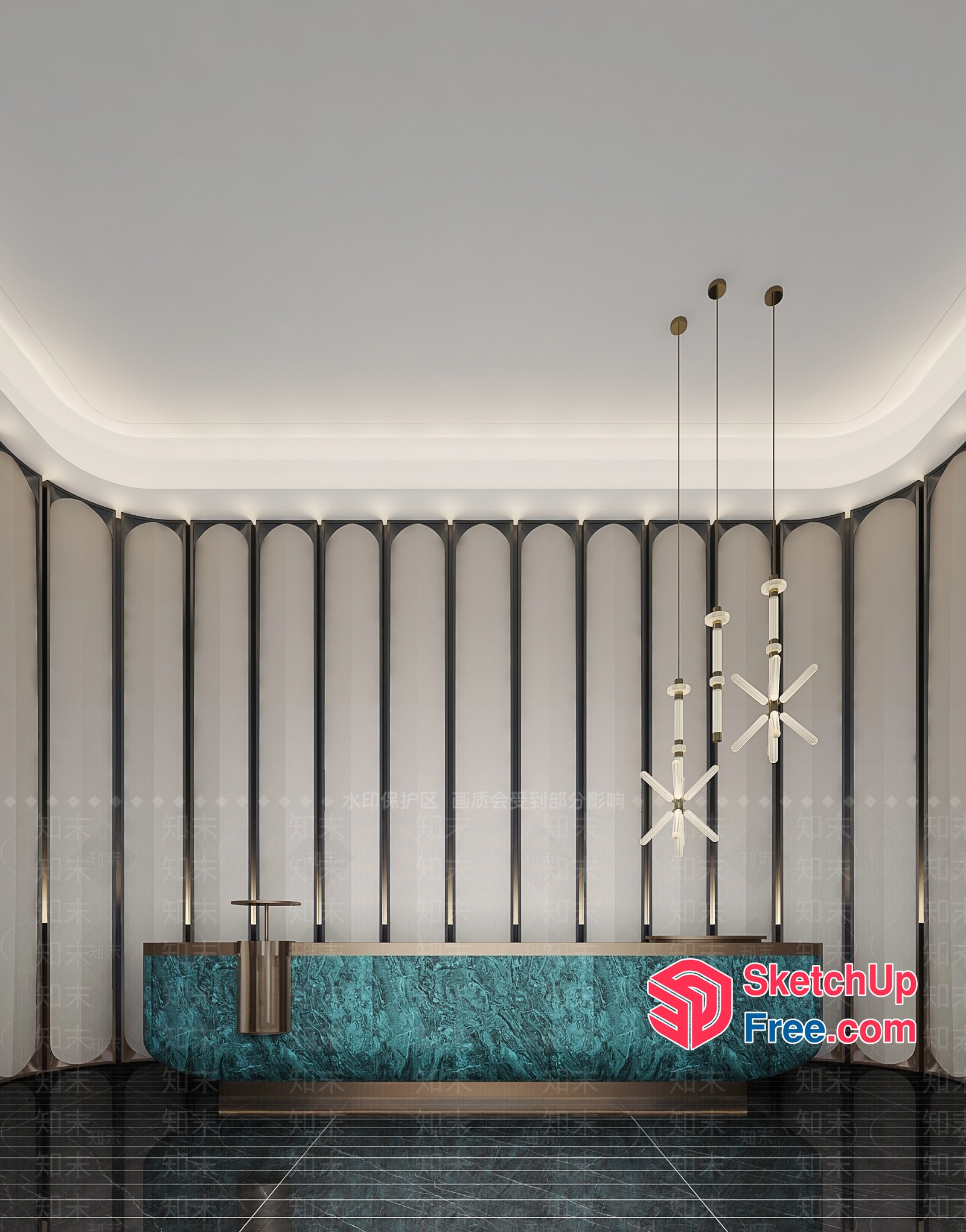 Modern Luxurious Bathroom With Unique Lighting 3D SketchUp File