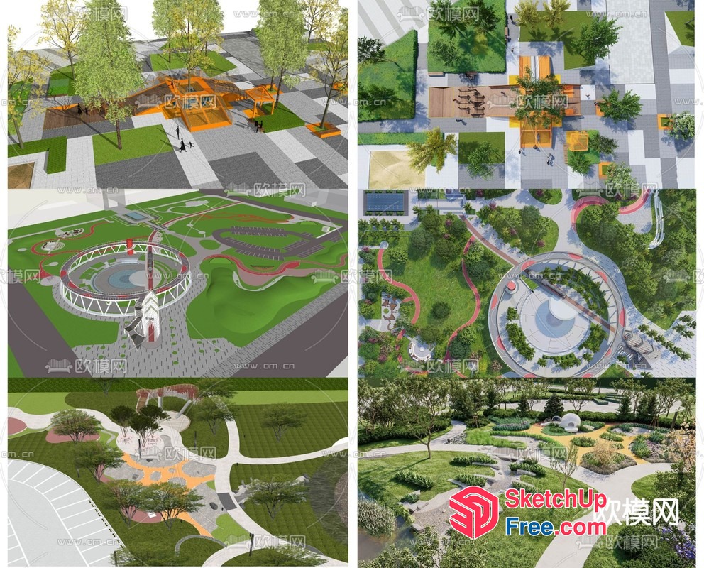 Modern Outdoor Park Design With Unique Features 3D SketchUp File