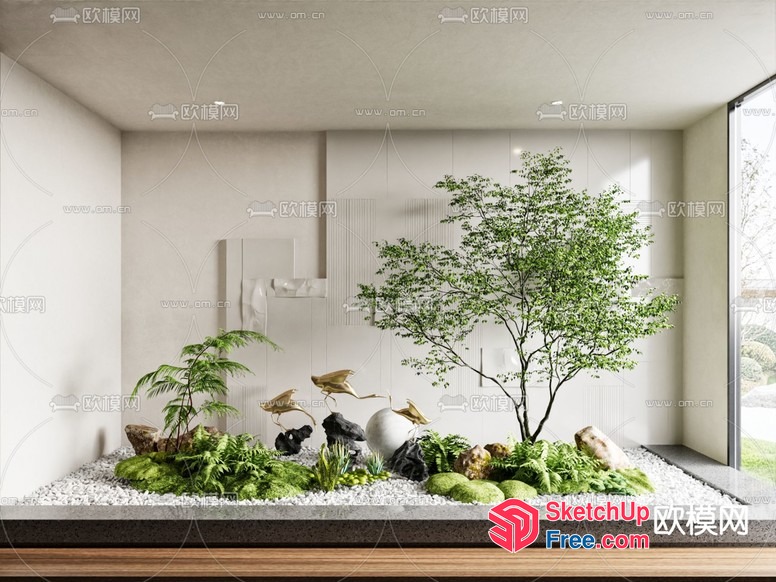 Modern Zen Garden With Natural Decorations 3D SketchUp File