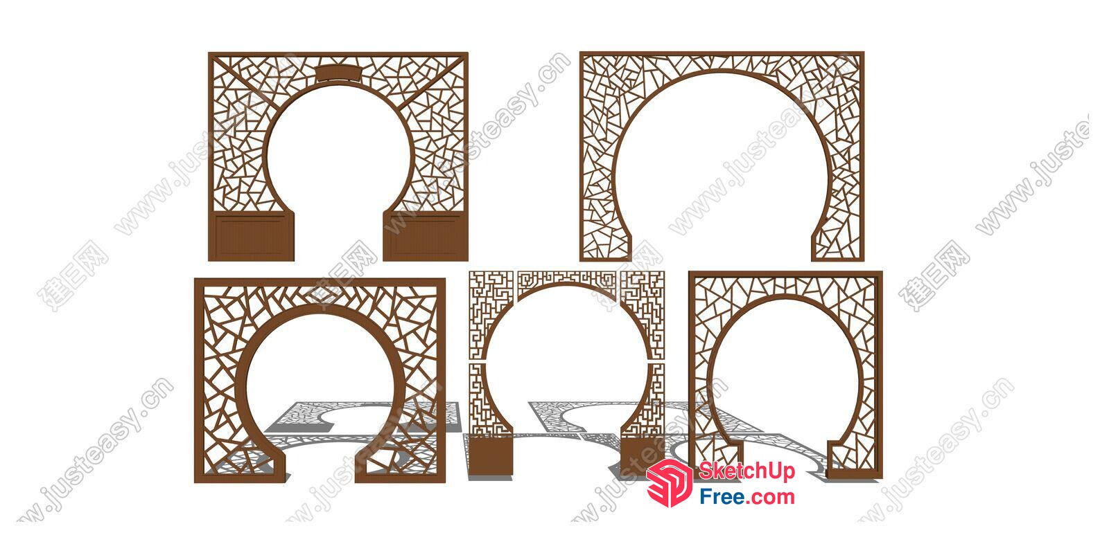 Ornate Brown Arched Entryway Decorations 3D SketchUp File