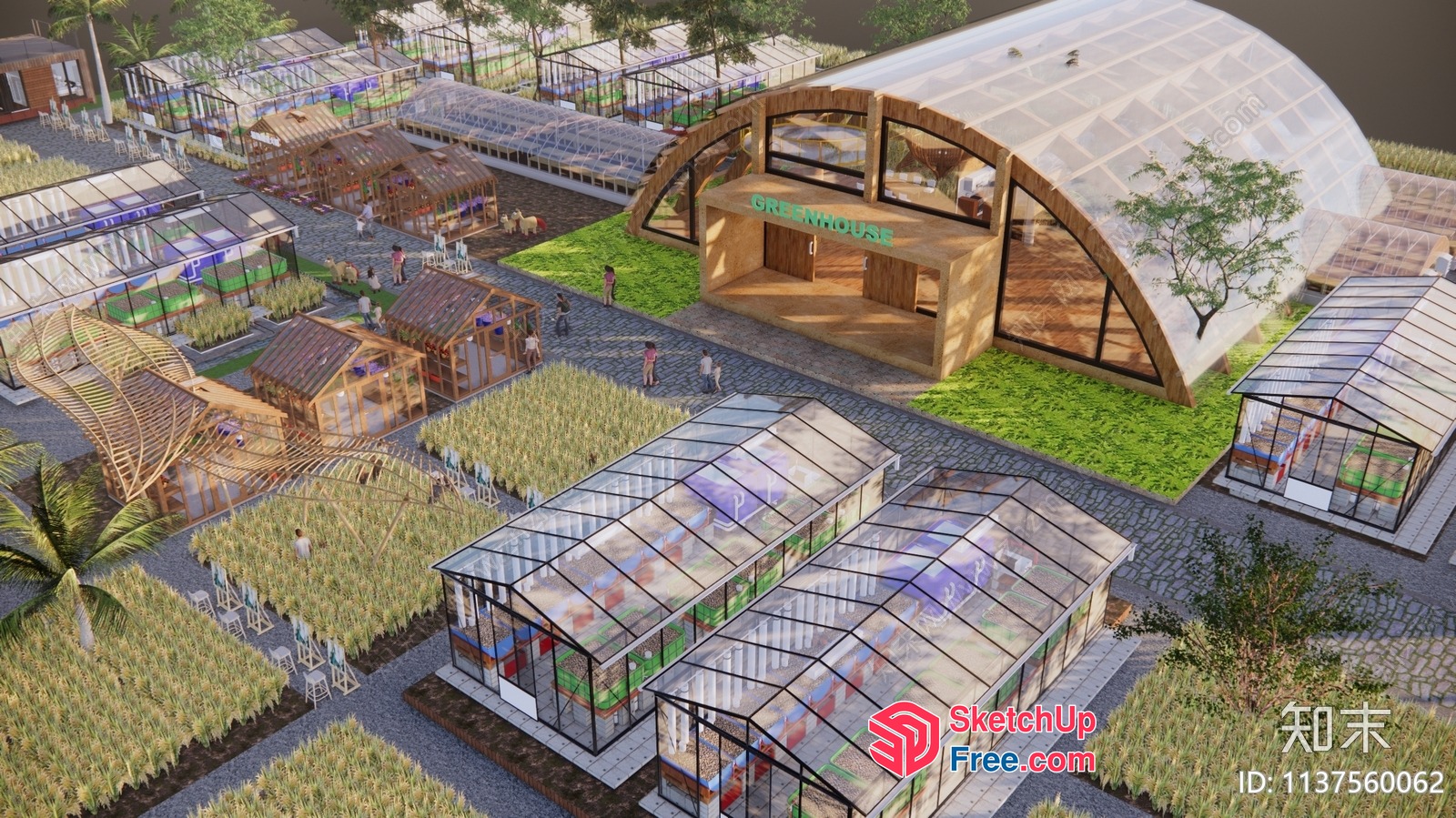 Modern Greenhouse Village 3D SketchUp File