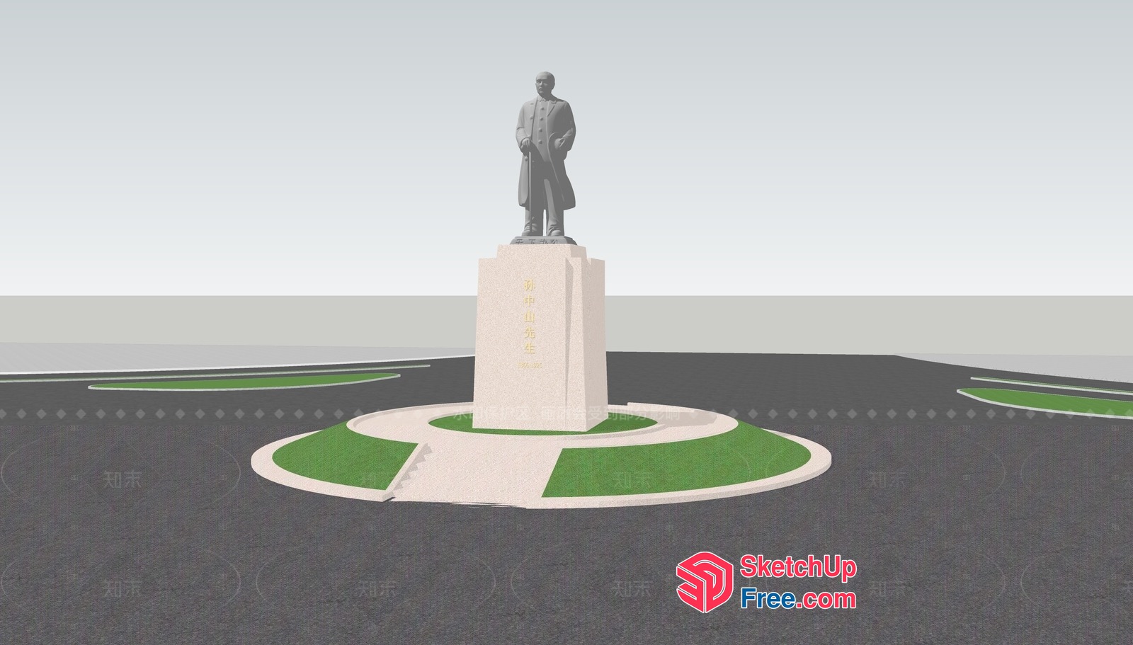 Statue Of A Man In A Long Coat On A Pedestal 3D SketchUp File