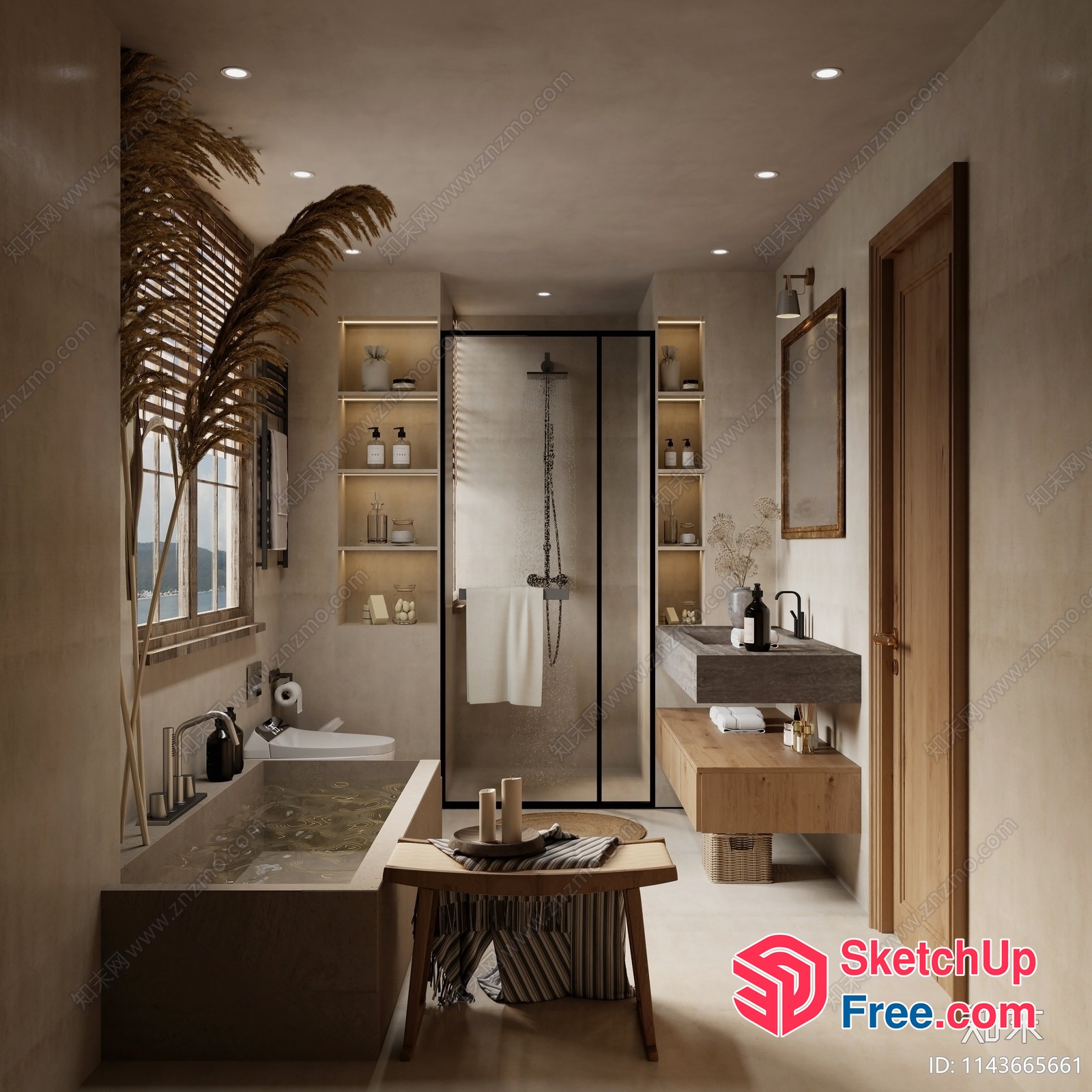 Modern Bathroom With Natural Elements 3D SketchUp File