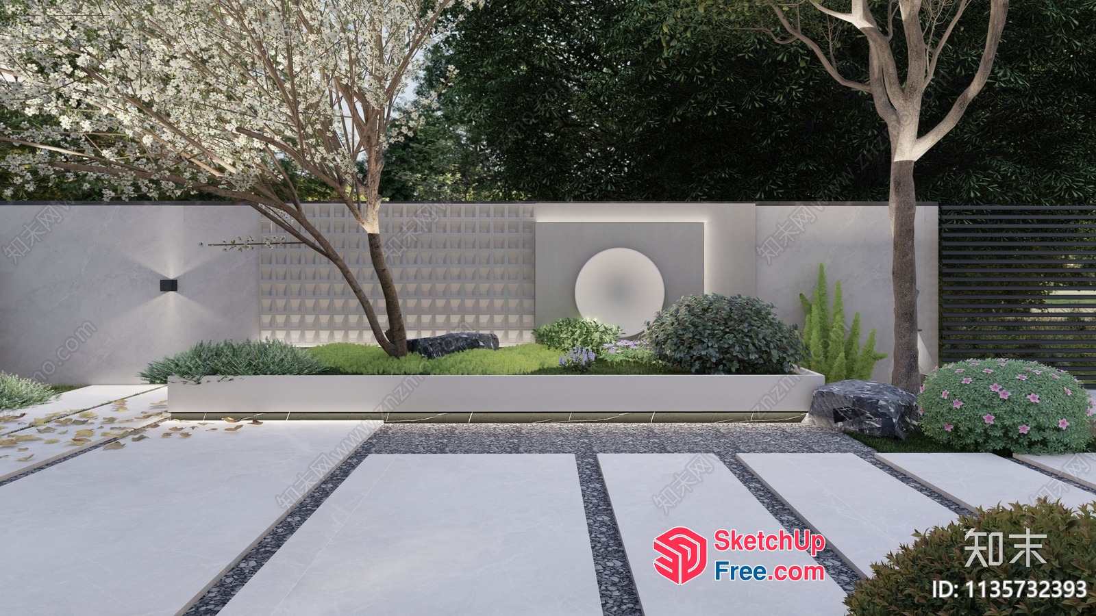 Minimalist Japanese Style Garden With Clean Lines And Simple Decor 3D SketchUp File