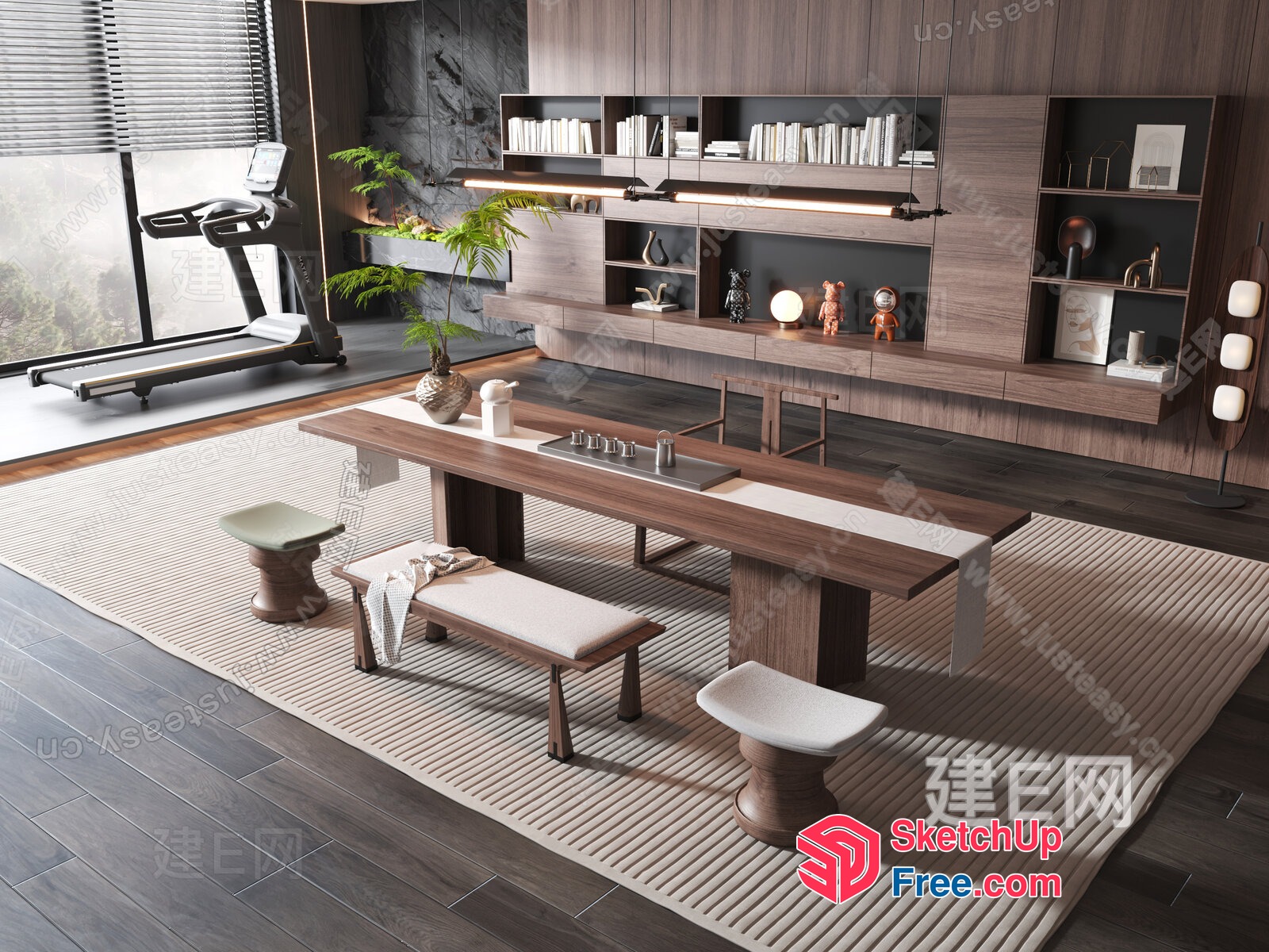 Modern Minimalist Japanese-Inspired Living Room 3D SketchUp File
